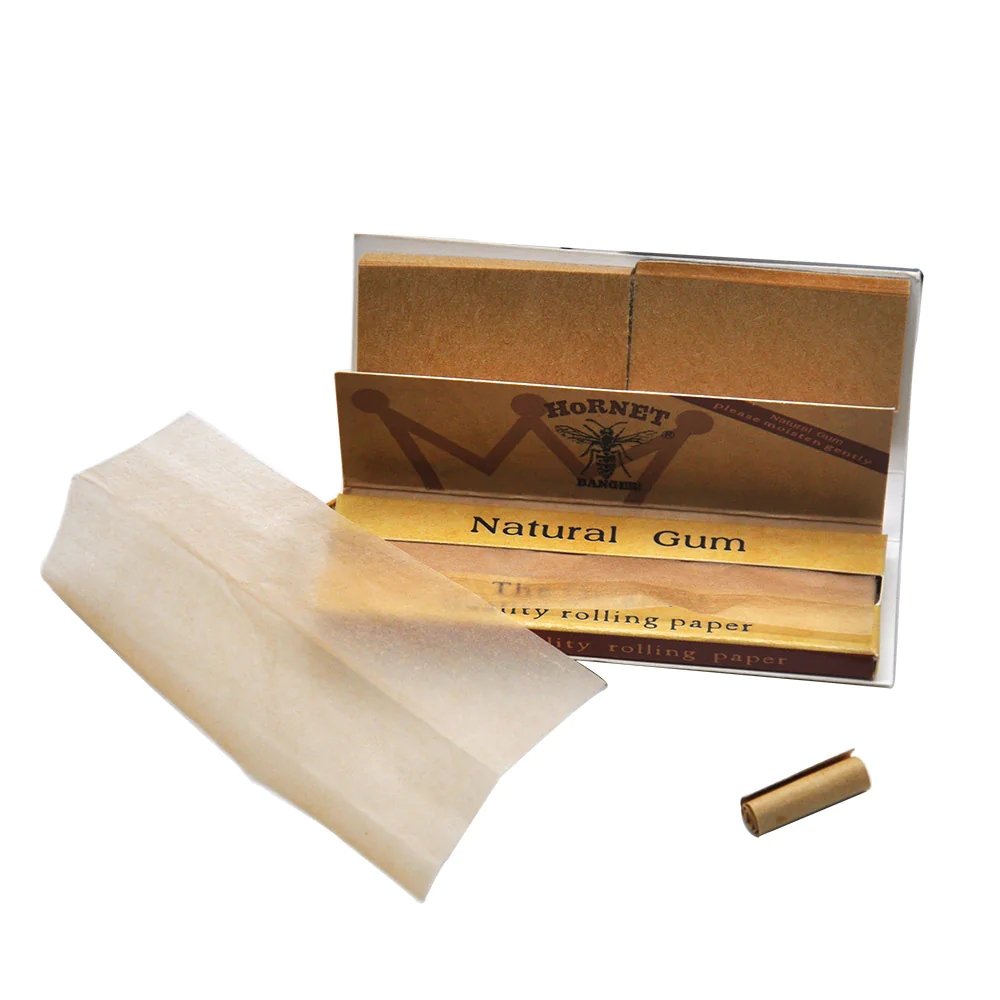 Hornet Organic Hemp Brown Rolling Papers 1 1/4 + Tips - Shisha Glass