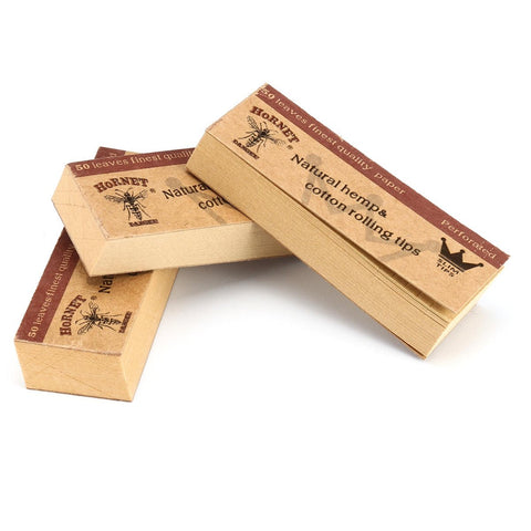 Hornet Perforated Natural Hemp Cotton Rolling Mini Size Tips - Shisha Glass