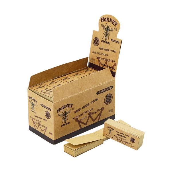 Hornet Perforated Natural Hemp Cotton Rolling Mini Size Tips | Shisha Glass