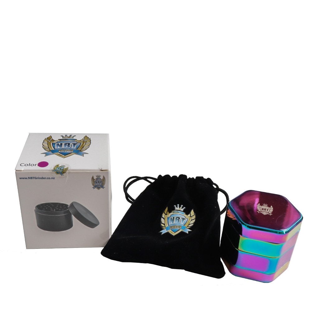 NBT Metal Hexagon Weed Grinder 60mm 4xParts - Shisha Glass