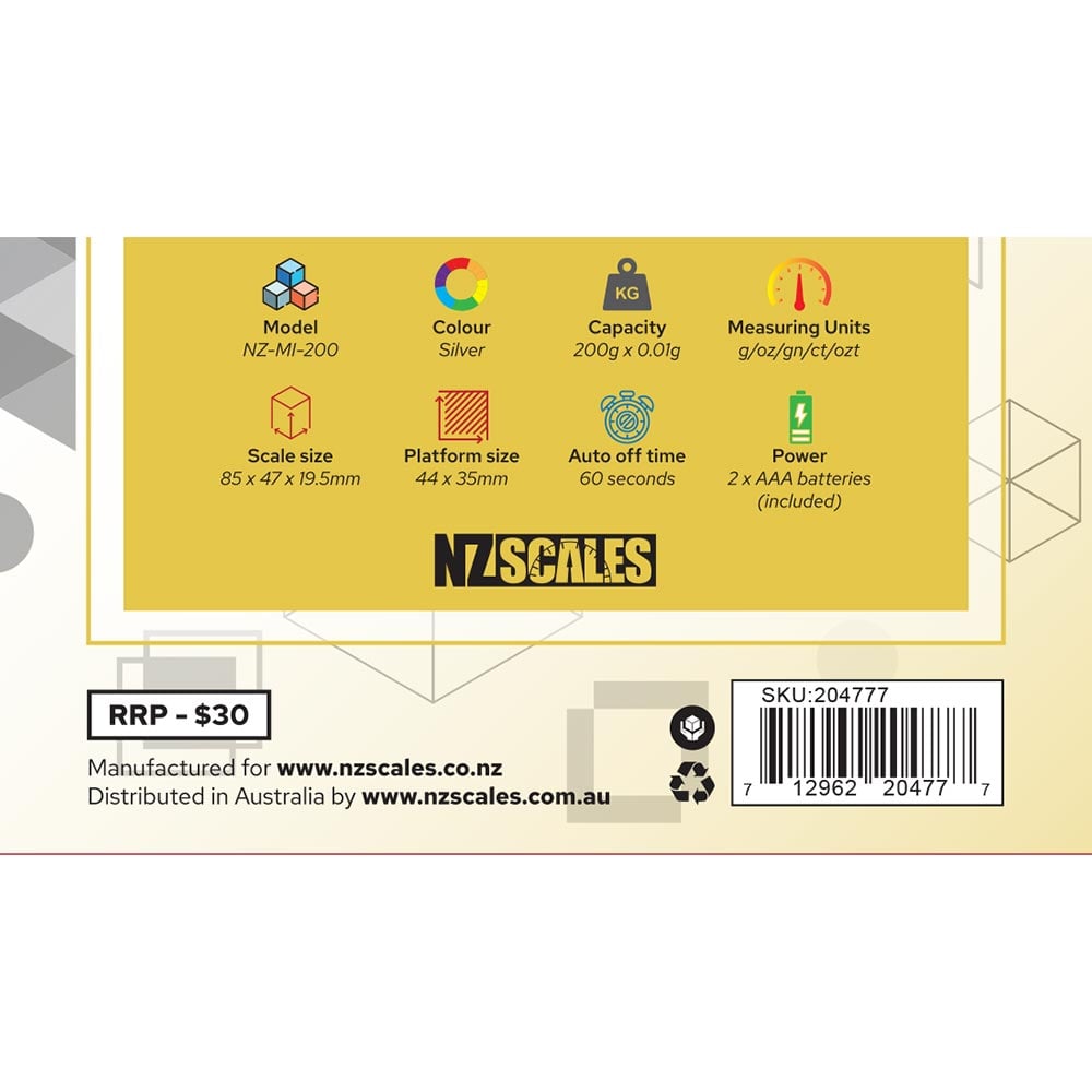 NZ Digital Scale NZ-MI-200 200 x 0.01g - Shisha Glass