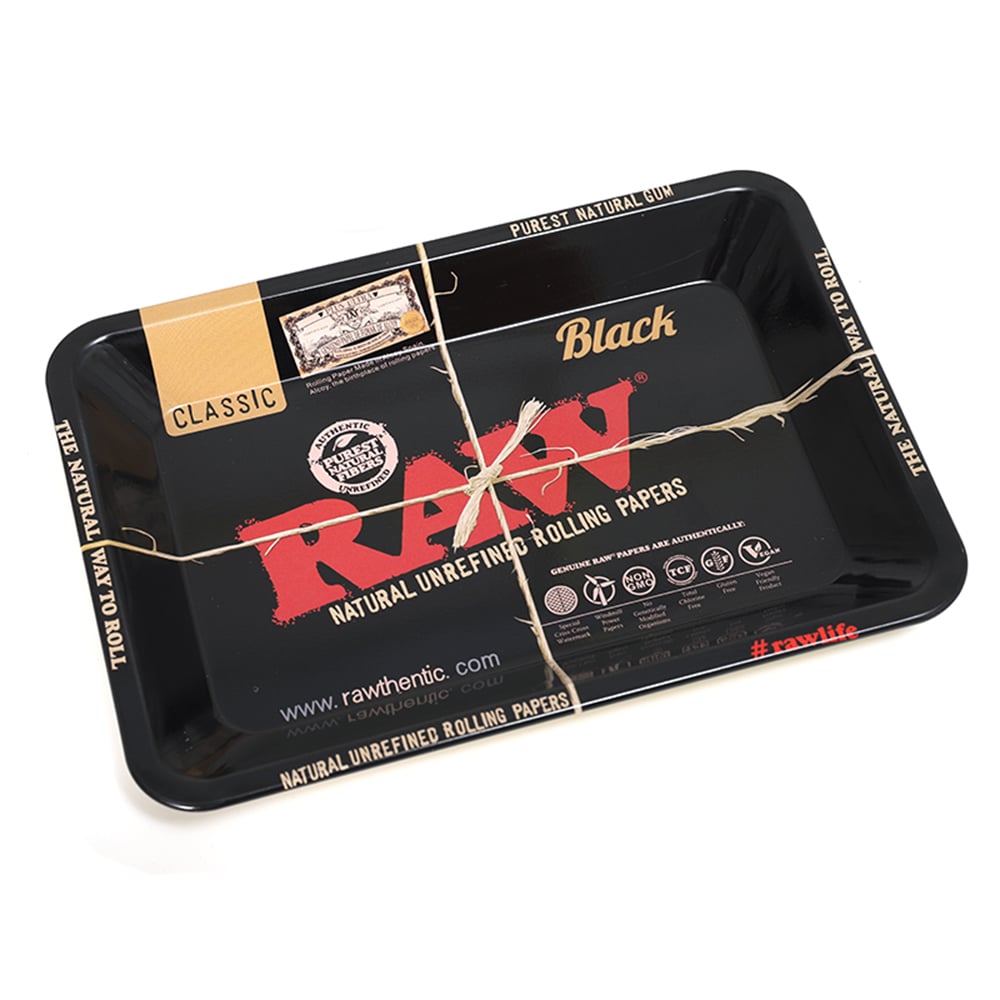 RAW Black Rolling Tray (Large) - Shisha Glass