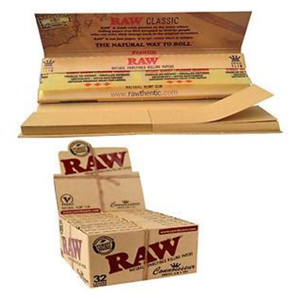 RAW Classic Connoisseur Kingsize Slim with Pre-rolled Tips - Shisha Glass