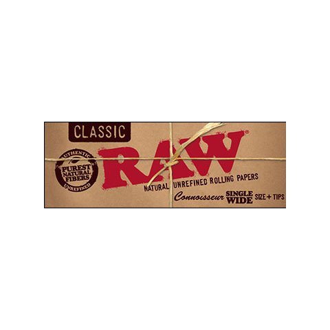RAW Classic Connoisseur Single Wide Papers + Tips - Shisha Glass