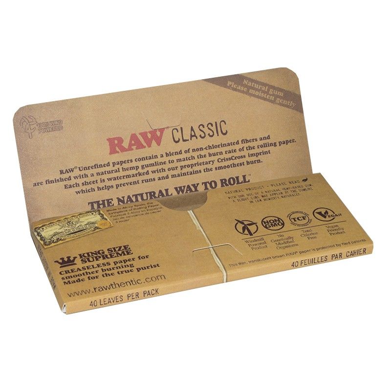 RAW Classic Creaseless Kingsize Supreme - Shisha Glass