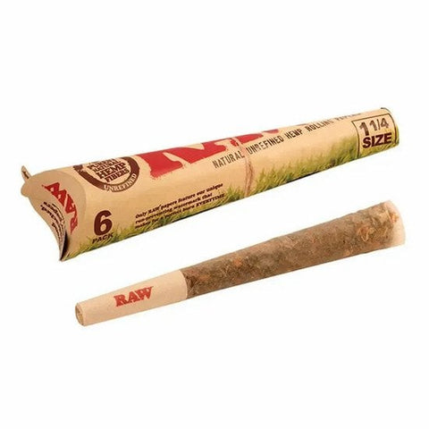 RAW Classic Pre-Rolled Cones 1 1/4 Size 6pks - Shisha Glass