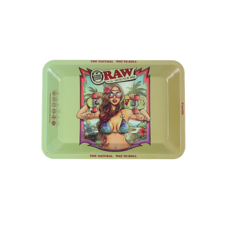 Raw Girl 2 Classic Rolling Tray SML3 - Shisha Glass
