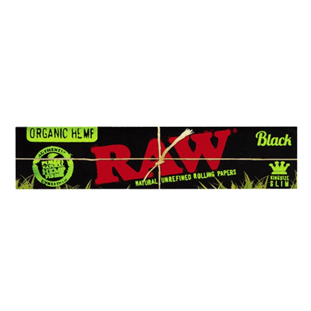 RAW ORGANIC BLACK Unrefined King Size Slim Rolling Papers | Shisha Glass