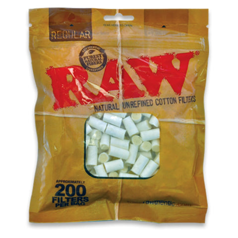Raw Regular Cotton Filter 200 Per Bag - Shisha Glass