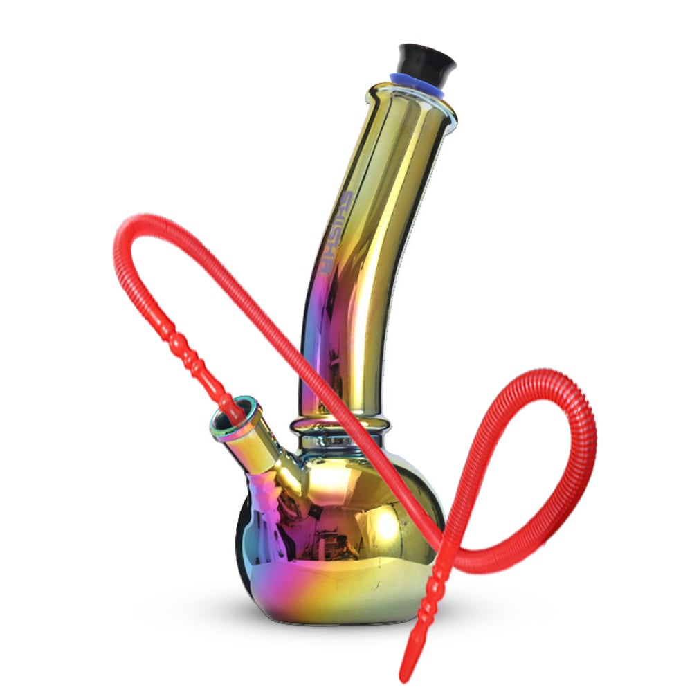 Reflective Round Base Glass Bong 20cm - Shisha Glass